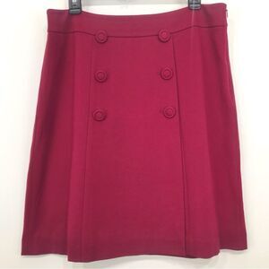 Talbots Petites Cranberry Red Button Front Faux Wrap A-line Ponte Skirt